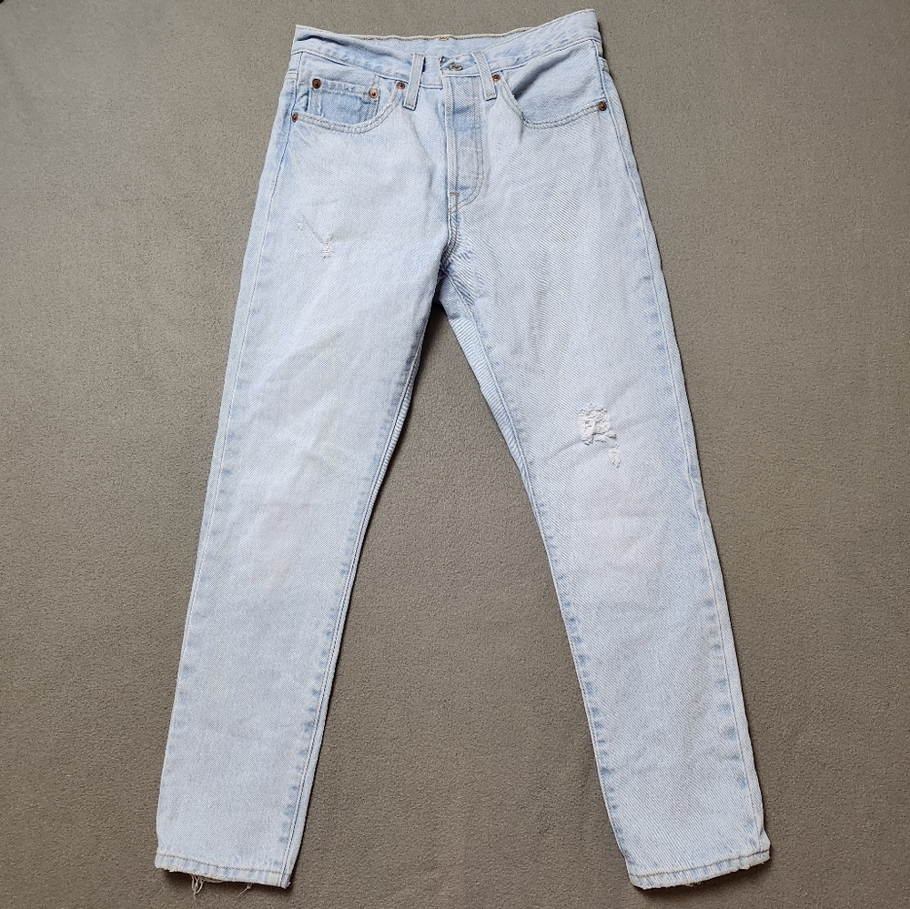 LEVI’S 501 S Sz 26 Skinny High Rise Distressed Button Fly Jeans Destroyed